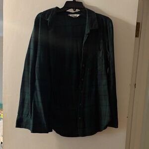 Old Navy Green Plaid Button Down Shirt